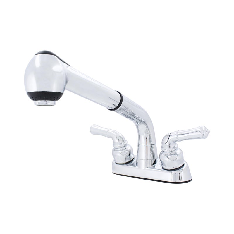 Wasserman Faucets Wasserman 2 Handle Utility/Laundry/Shop Sink Faucet with Pull Out Sprayer in Chrome, Non-Metallic ABS Plastic, 4" Centerset for Laundry Room, Garage, Mud Room, RV - Image 1